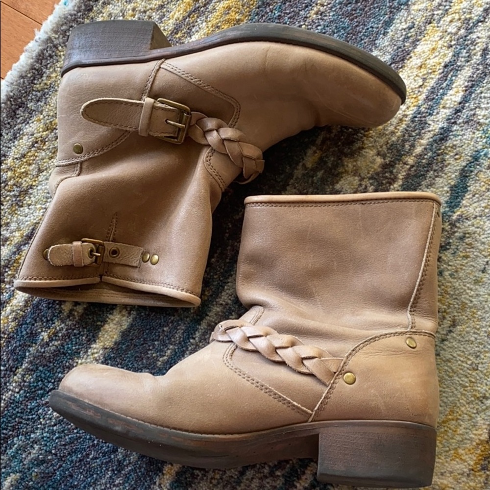 Report Bernsen Taupe Leather Biker Boot, Taupe 8.5